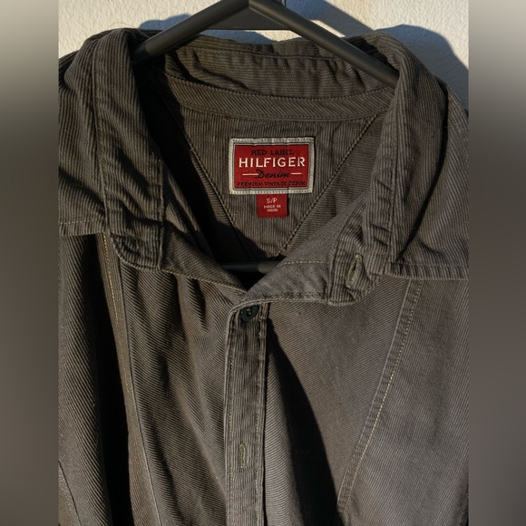 TOMMY HILFIGER khaki green button up corduroy - Picture 1 of 7